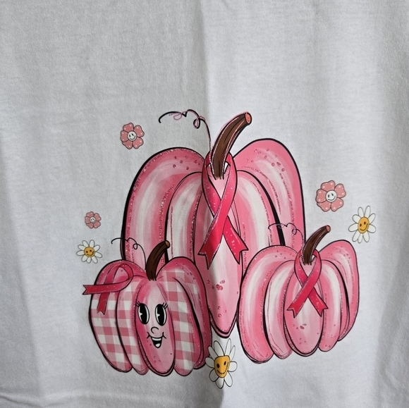 PUMPKIN PINK RIBBON BREAST CANCER AWARENESS GRAPHIC TEE - Picture 6 of 6